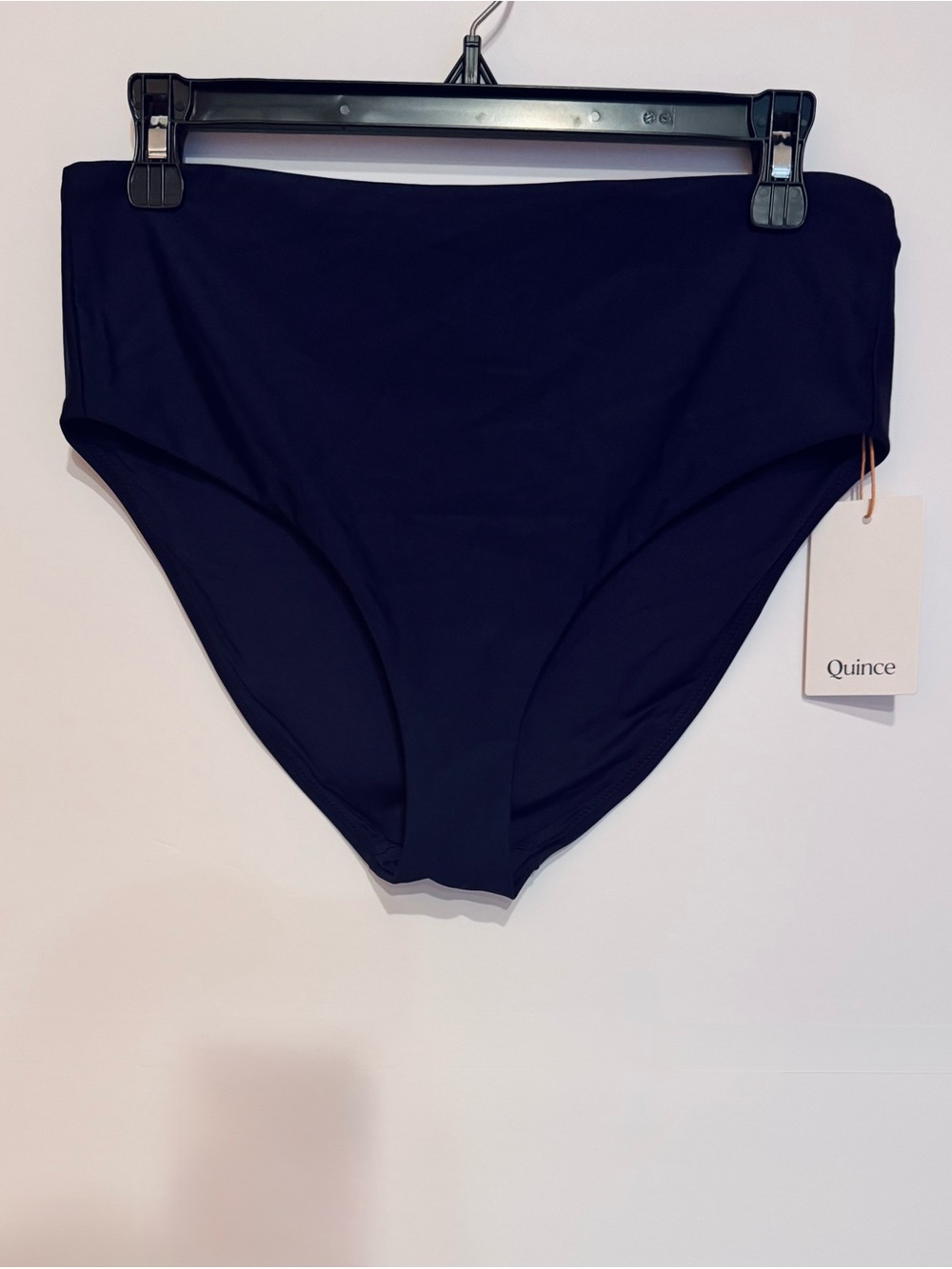 NWT Quince Italian High-Rise High-Leg Bikini Bottom Deep Navy Size XL